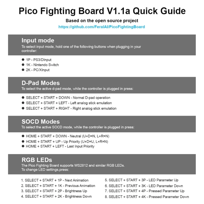 XInput PC  DInput PS3 Nintendo Switch Raspberry Pi Pico  ϴ ̵ ƽ PCB Pico Fighting Board