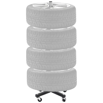 SucceBuy Support pour pneus avec roues Support d’arbre pour pneus en acier robuste pour 4 pneus avec jantes Capacité de charge de 220 lb pour atelier de garage