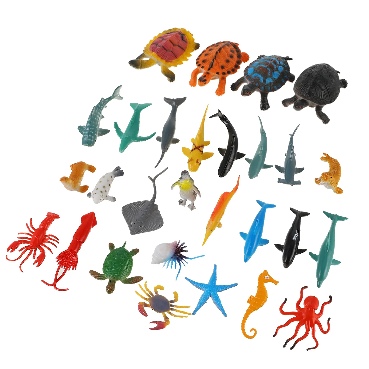 

32 Pcs Childrens Toys Simulation Marine Animal Model Sea Mini Aquarium Ornament Style Ocean Figures set Shark