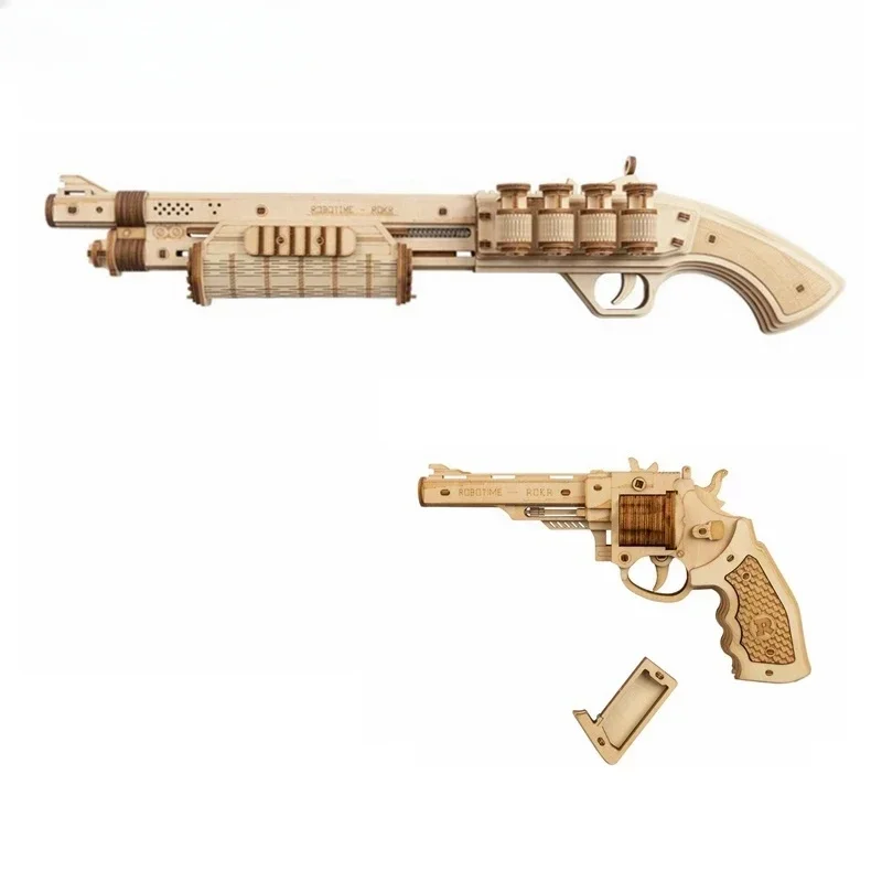 

Деревянный 3d-револьвер «сделай сам», рассеиватель с резиновой лентой, пуля, деревянная модель, набор строительных блоков, сборная игрушка, подарок для детей и взрослых