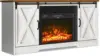 4 EVER WINNER Fireplace TV Stand with 23" Electric Fireplace, Sliding Barn Door, Farmhouse Fireplace Entertainment Center with 6