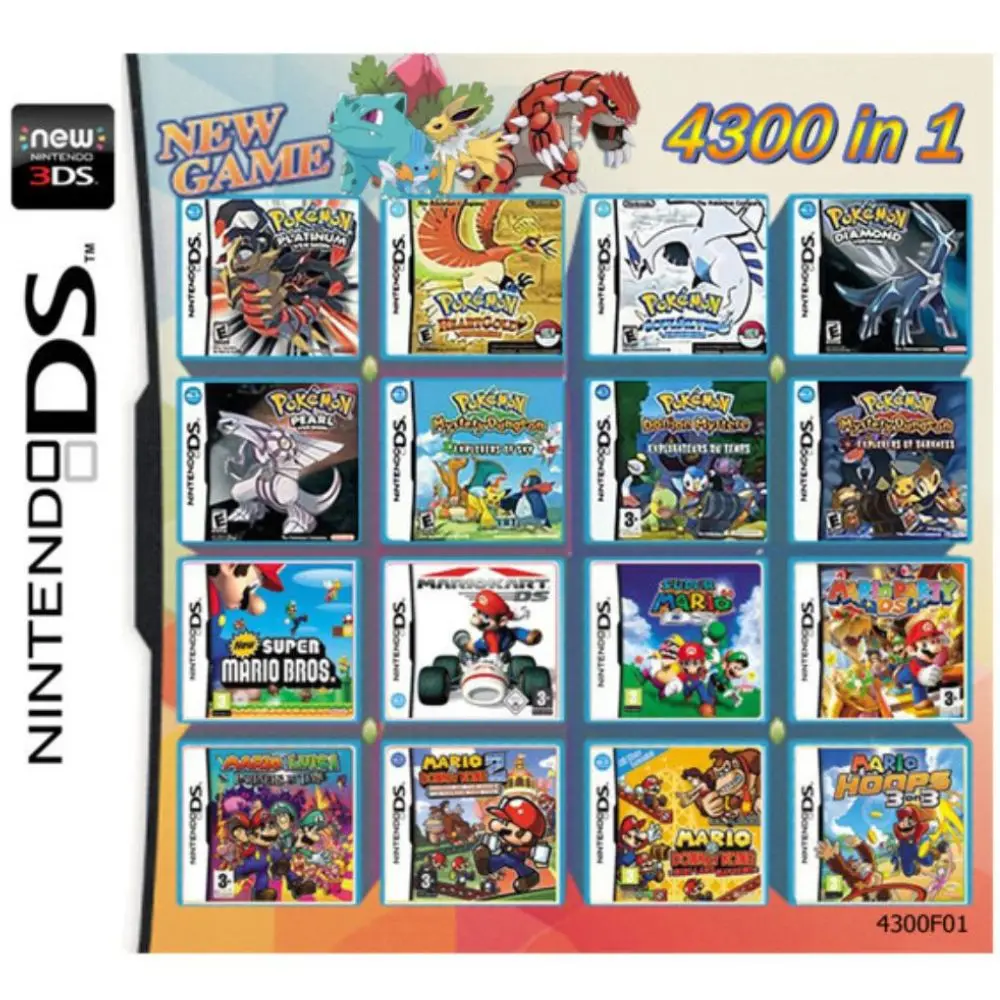 

Игровая карта 3DS NDS, комбинированная карта 4300 в 1, карманная кассета NDS серии 3DS/NDS, портативный плеер