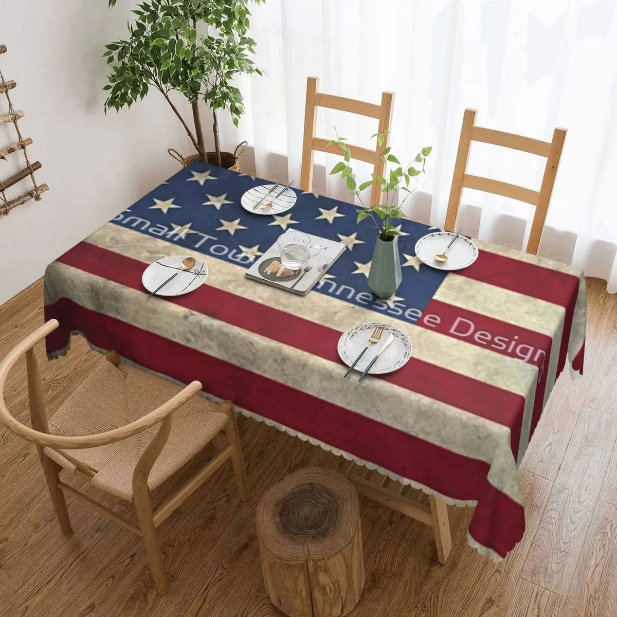 

American Flag Tablecloth 54x72in wrinkle resistant Home Decor Indoor/Outdoor