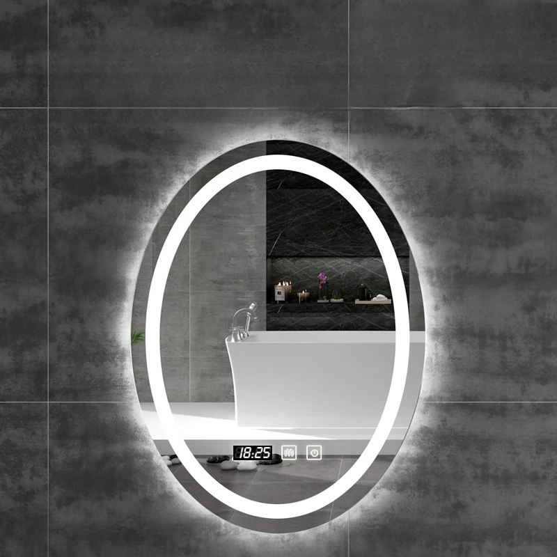 

60x80 CM LED Light Oval Smart Bathroom Vanity Anti-Fog HD Home Decoration Hotel Makeup
