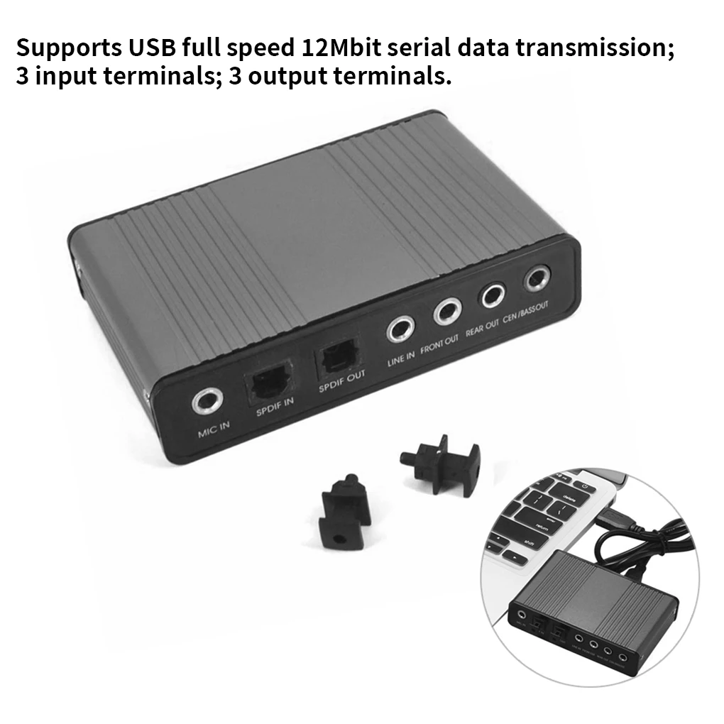 Usb 2.0 Placa de Áudio Externa Óptica Placa de Som Canais 5.1 7.1 Canais Controlador Spdif Cm6206 Chipconjunto para pc Laptop Desktop Tablet - Imagem 3