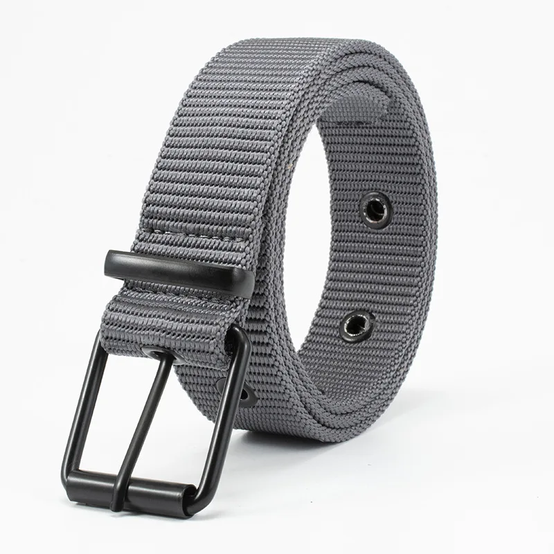 cowboy belt New Nylon Eyelet Pin Buckle Belt Man Fashion Square Buckle Iron Alloy Belts Male Jeans Sport Outdoor Waistband 2021 Brand Design mens braided leather belt Belts