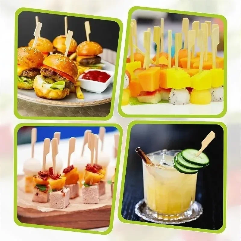 4.7in BBQ Party Bamboo Skewers Wooden Barbecue Skewers for Appetizers Natural Wood Sandwich Fruit Charcuterie Boards Accessories bamboo skewer