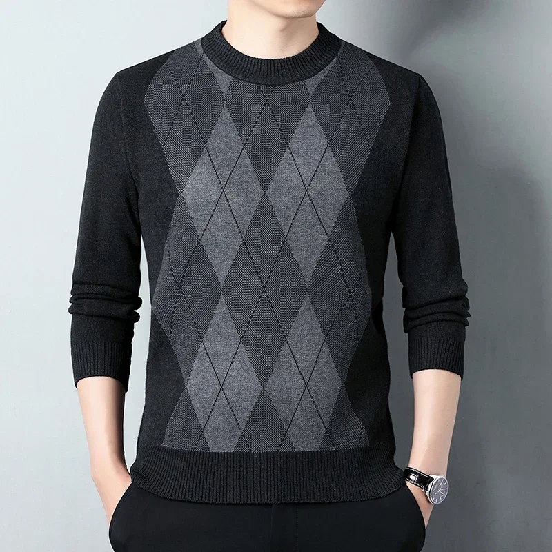 

Autumn New Business Leisure Sweater Men's Printed Knitted Sweater Warm Men's Clothing