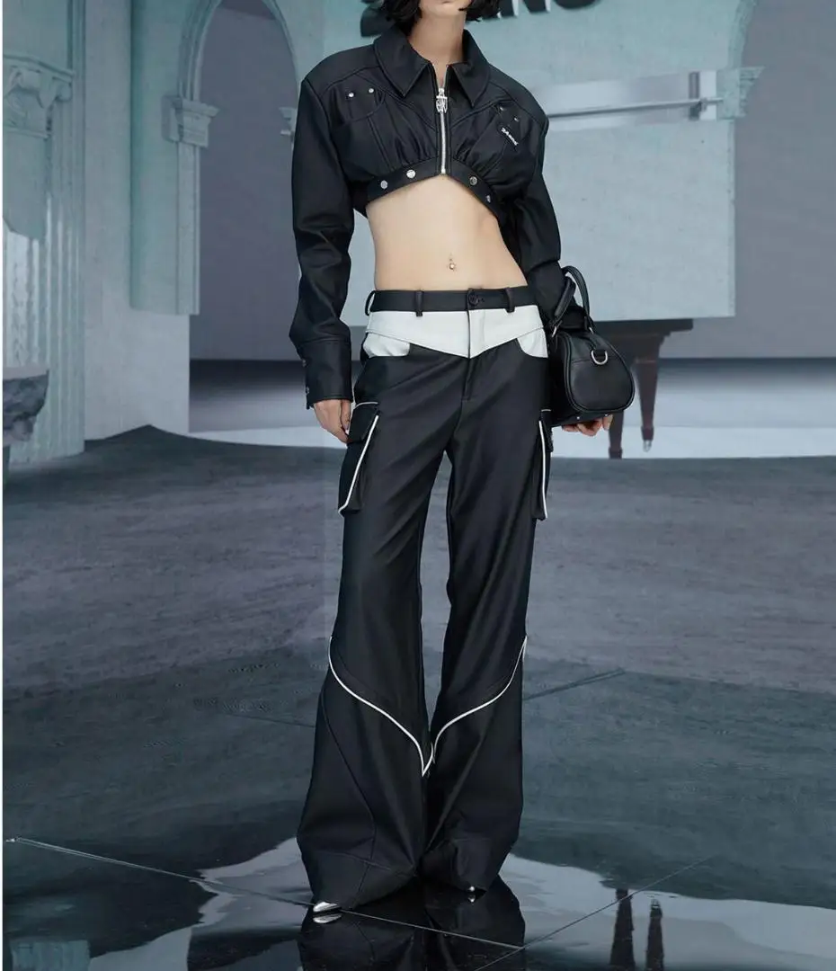 

27-46 New 2023 Men Women Clothing Yamamoto Style Straight Leather Pants Casual Trousers Plus Size Costumes