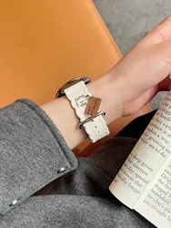 Cartoon Band Leather Loop 20MM Sport Bracelet Strap - 6 classic 43mm 47mm (White)