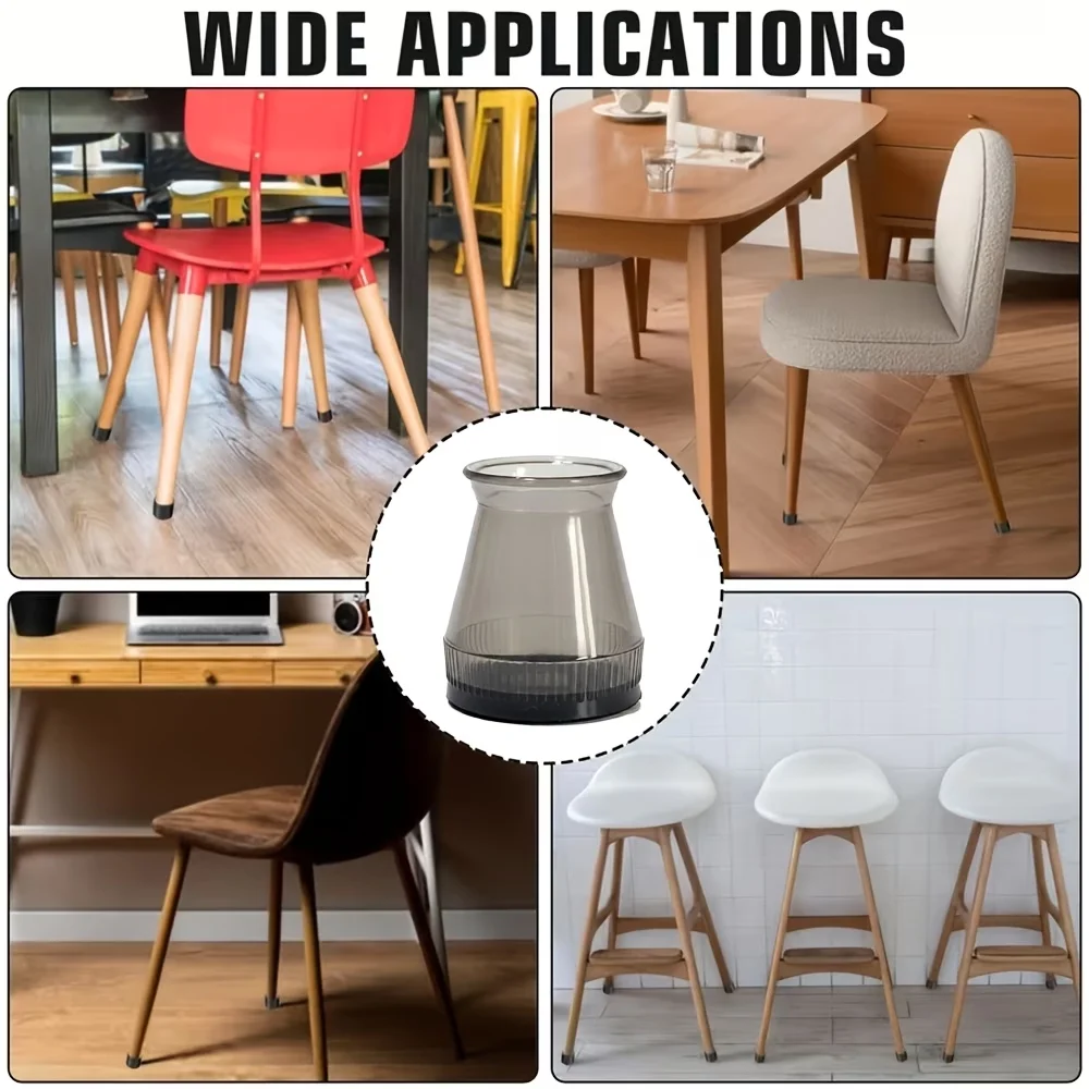 Premium Round Black Silicone Chair Covers - Set of 16, Highly Elastic & Durable
