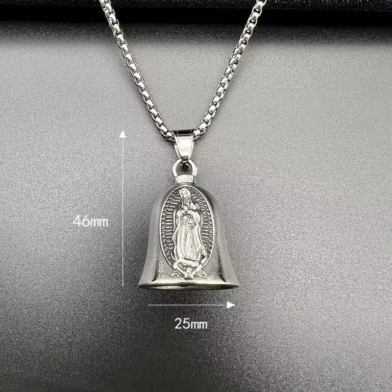 Pendentif Cloche de la Vierge Marie pour Homme, Accessoire Vintage