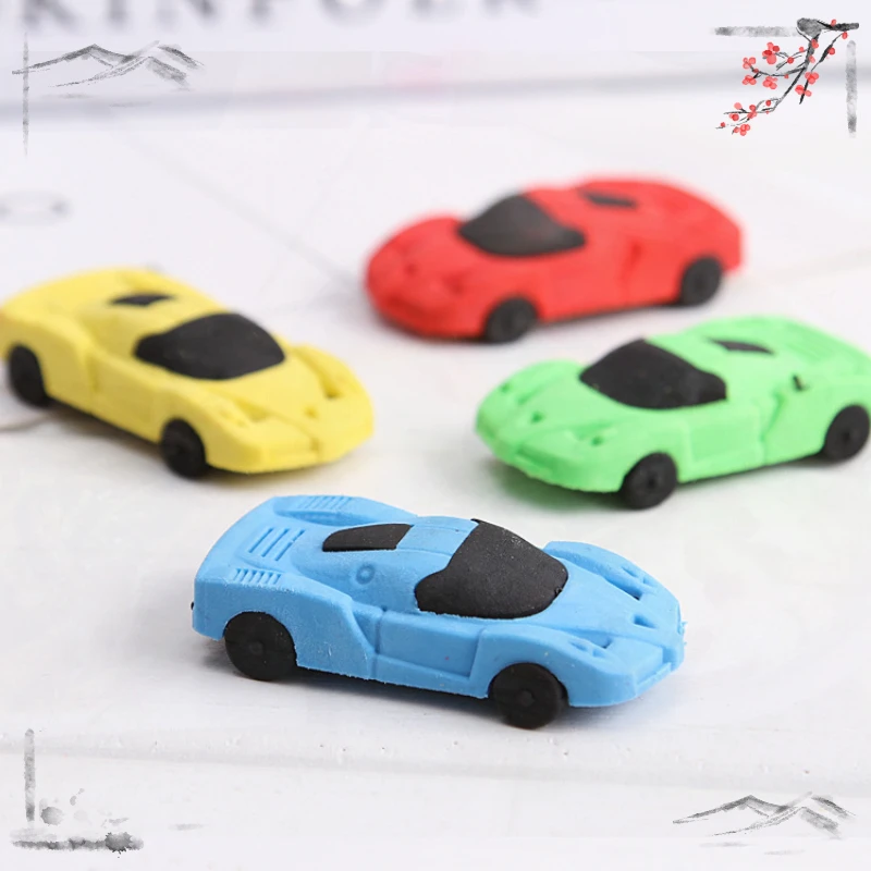 4 Pcs Cute and Creative Car Erasers for Children's Back To School Learning Supplies Kawaii Stationery - 4
