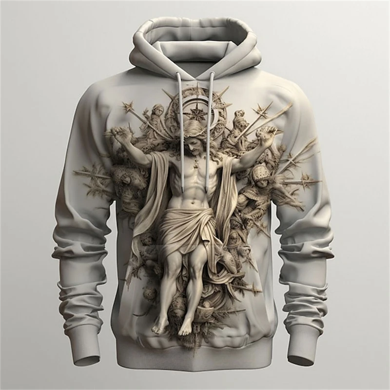 thumbnail image 1 of Sudadera con capucha y estampado 3D de la cruz de Jesús más nueva, ropa informal de manga larga de gran tamaño para la calle, sudaderas con capucha para hombre, ropa deportiva, 1 of 4