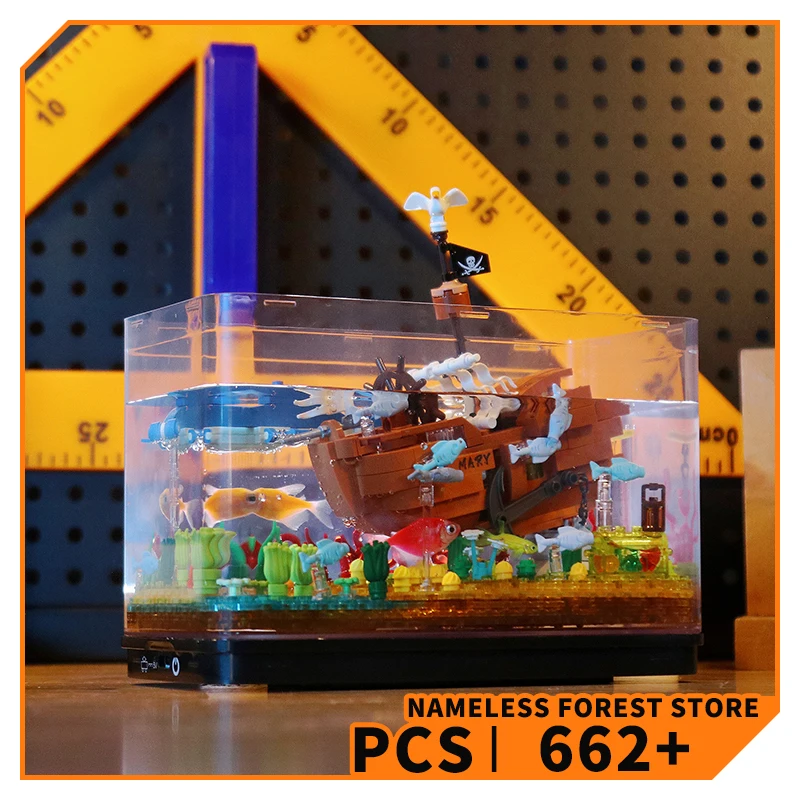 

NEW Shipwreck Micro Building Bricks Fish Tank Sea World Fishbowl Blocks MOC Sets Children Toys Adult Gifts DIY Decoration 662Pcs