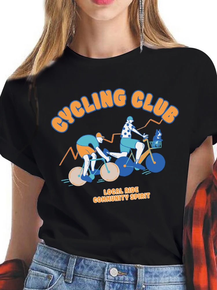 

Short Sleeve cycling club Print T shirt Women Summer Graphic Tee T-shirts Casual Clothing Fashion Female T shirts Print Clothes