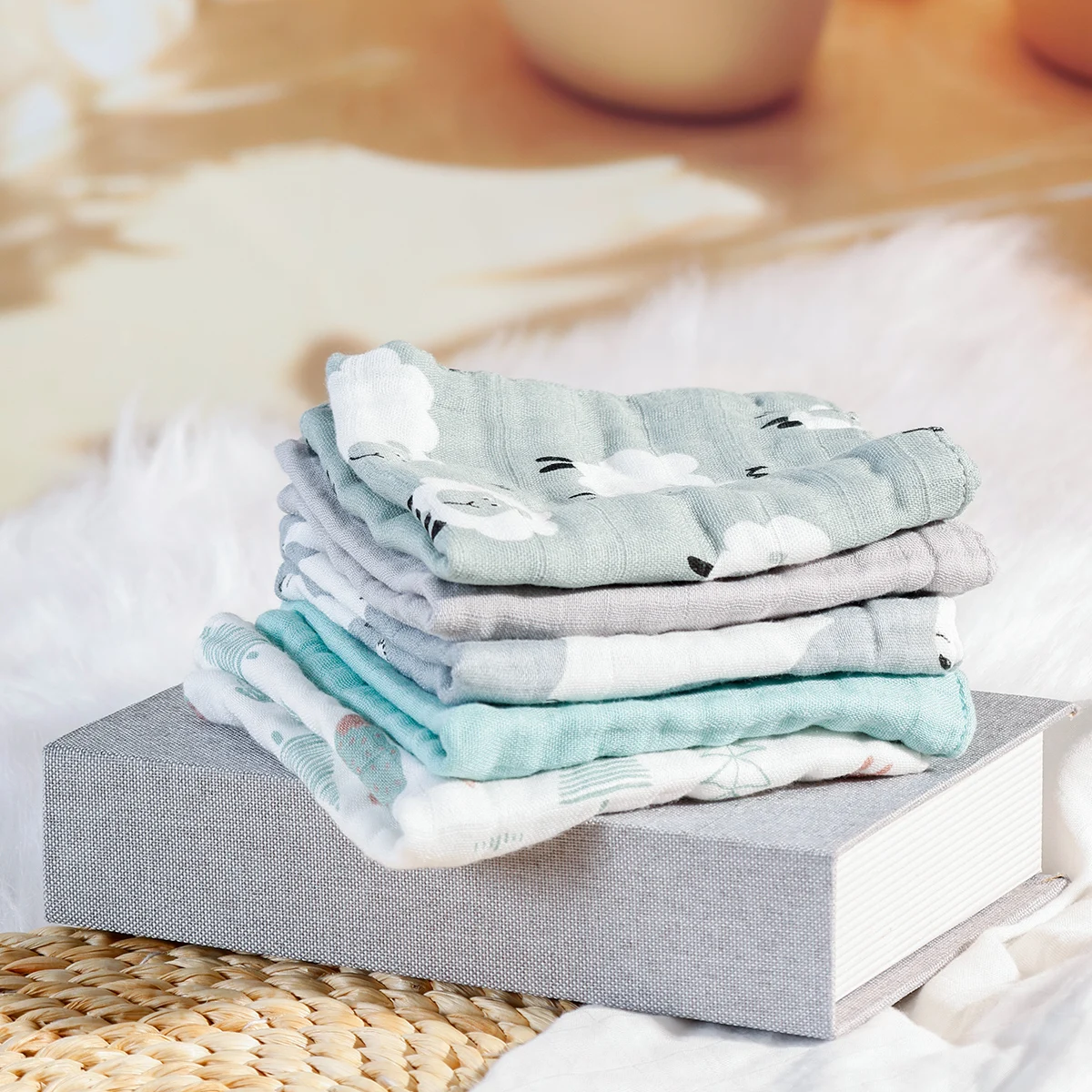 Kangobaby 5pcs Pack Bamboo Cotton Breathable Baby Muslin Towel Newborn Burp Cloth bath towel,cotton towel,baby towel,muslin towel,muslin burp cloth,muslin feeding towel,square towel