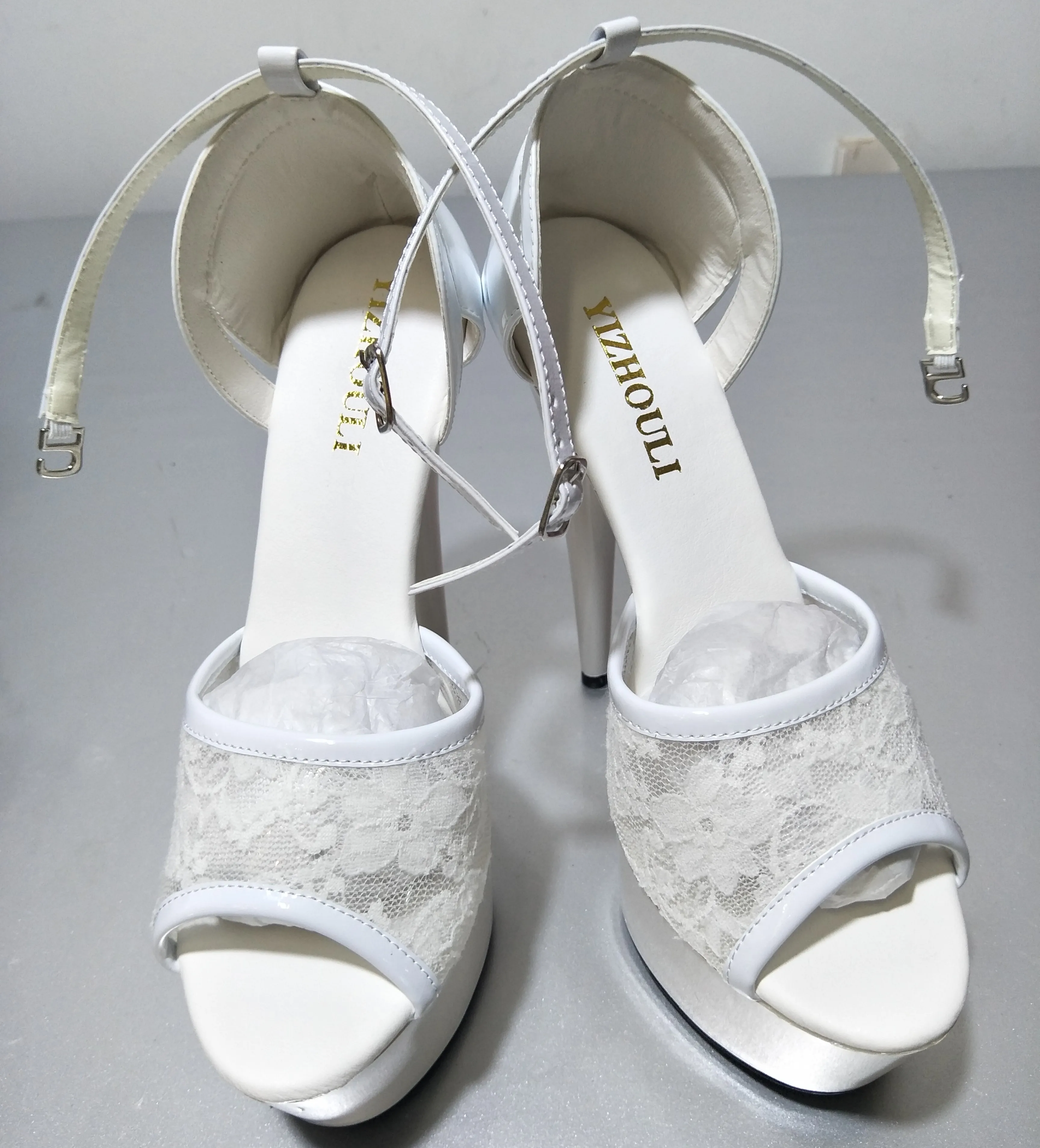 White wedding bride shoes Package with stage dress shoes fine 15 cm super high heels with waterproof dance shoes