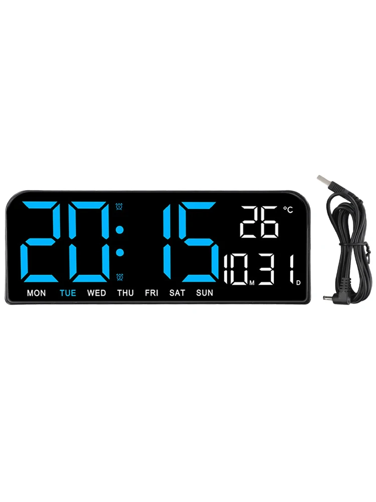 Modern Design Digital Wall Clock Alarm Clock With Timer Automatic Brightness Dimmer Date And Week Display Dual Alarm Function