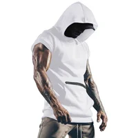 New Summer Cool Patch Outdoor Exercise Jogging Men's Casual Hooded Solid Color Sports Vest, A Gift For Men 1