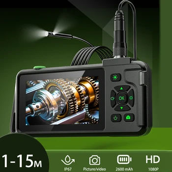 Telecamera per endoscopio con schermo IPS da 5 '' per doppia lente tripla Design staccabile Telecamera per ispezione per boroscopio industriale IP67 per tubazioni