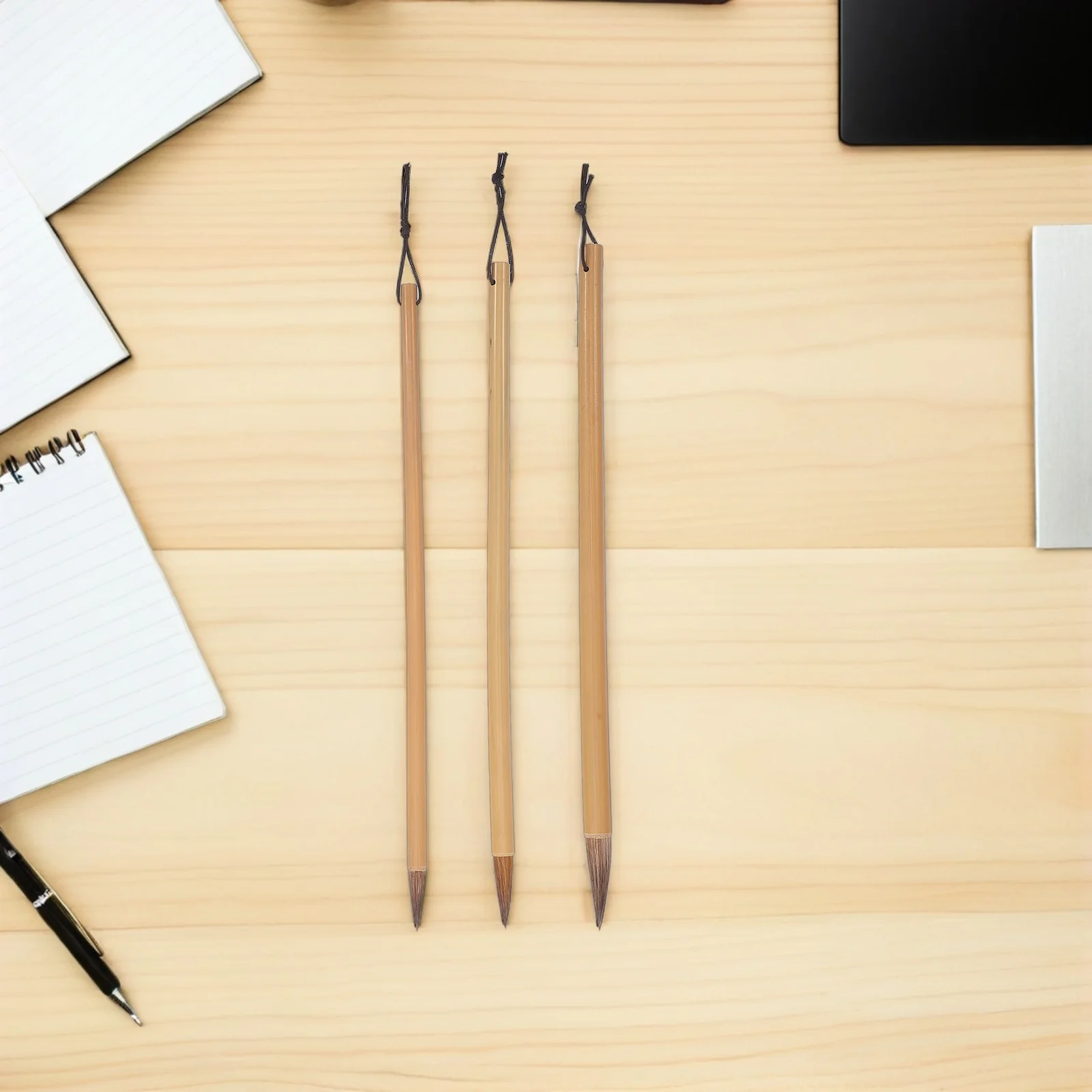 3Pcs 학생용 대나무 서예 붓 전문 늑대털 잉크 붓 중국 일본 수채화 예술 창작용