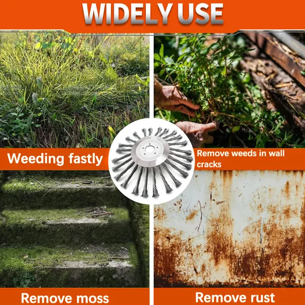 10inch Knot Steel Wire Grass Trimmer Head Universal Derusting Weeding Wheel Steel Wire Wheel Lawn Mower Brush Cutter Accessories