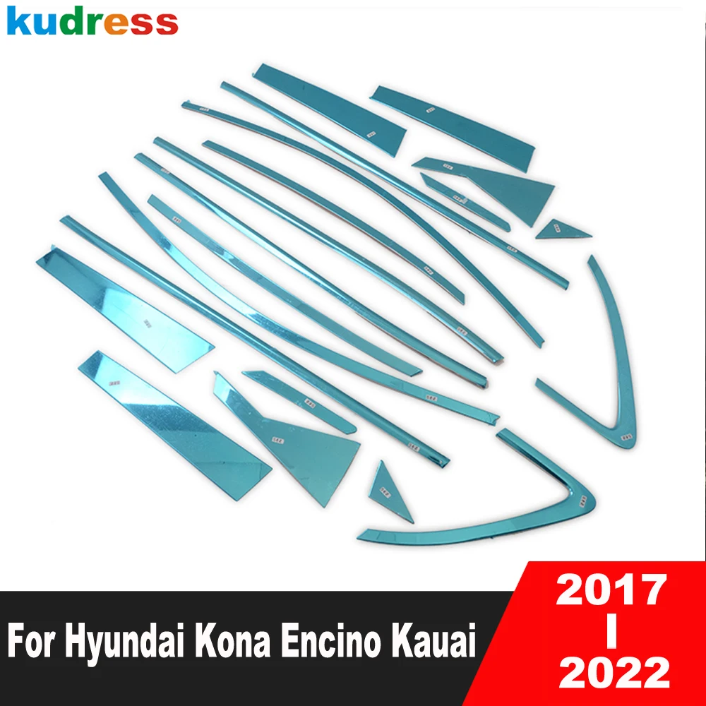 

Window Frame Sill Trim For Hyundai Kona Encino Kauai SUV 2017-2020 2021 2022 Stainless Car Molding Garnish Sticker Accessories