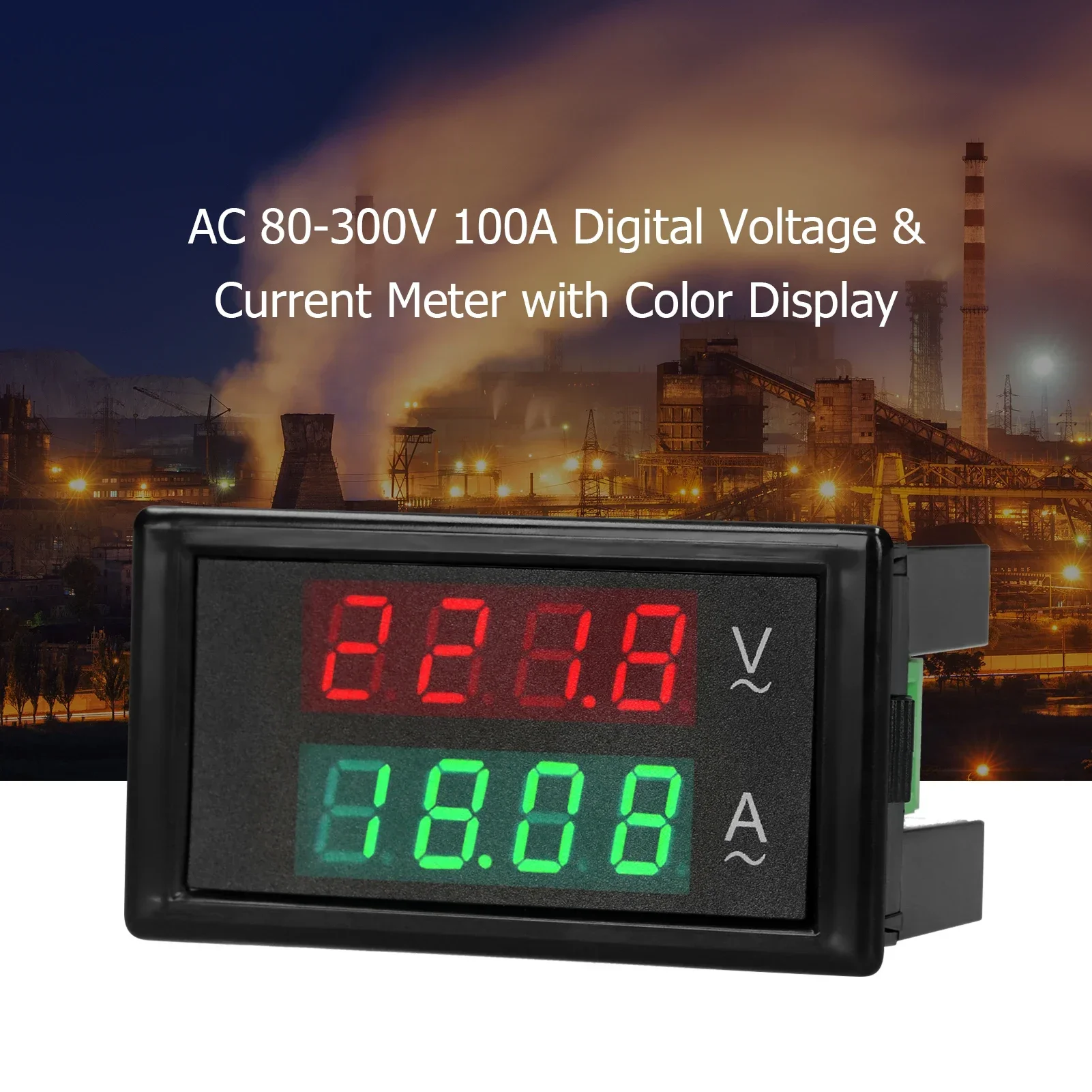 

AC 80-300V 100A Digital Voltmeter Ammeter Amperage Tester Gauge Green Red LED Amp Dual AC Panel Current Meter Tester