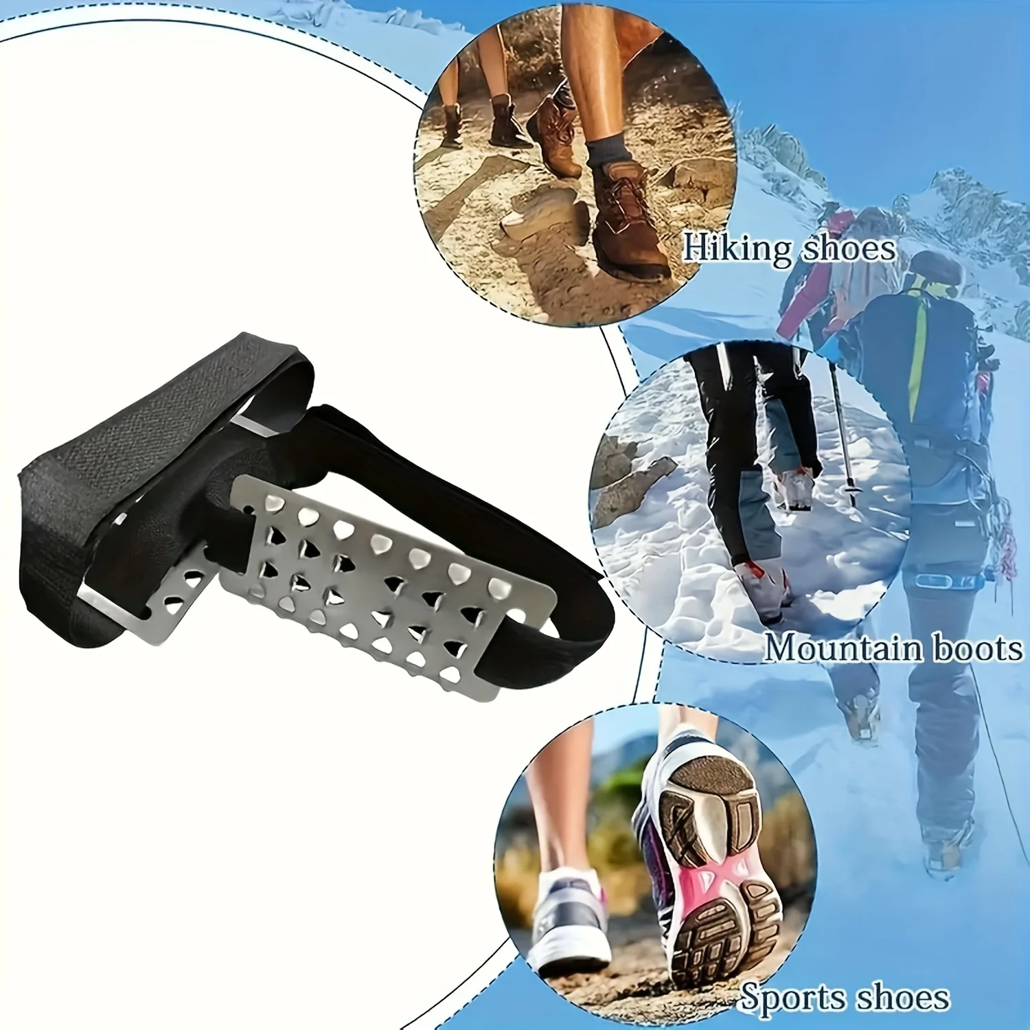2pcs Adjustable Stainless Steel Snow Claw Ice Grippers with System - Heavy-Duty Winter Climbing, Walking, Driving Grips