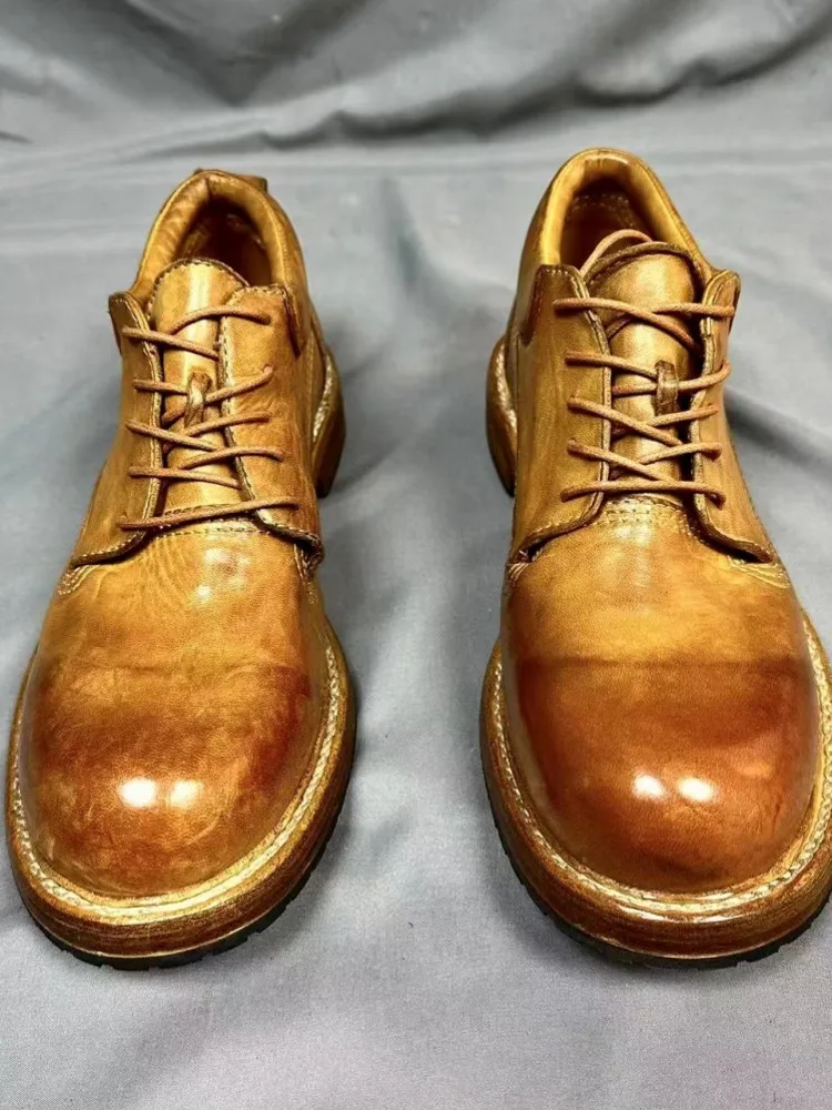 Handmade Mens Washed Real Horsehide Business Work Formal Shoes Autumn New Lace Up Round Toe Vintage Genuine Leather Dress Shoes - AliExpress 322 Handmade Mens Washed Real Horsehide Business Work Formal Shoes Autumn New Lace Up Round Toe Vintage Genuine Leather Dress Shoes - AliExpress 322