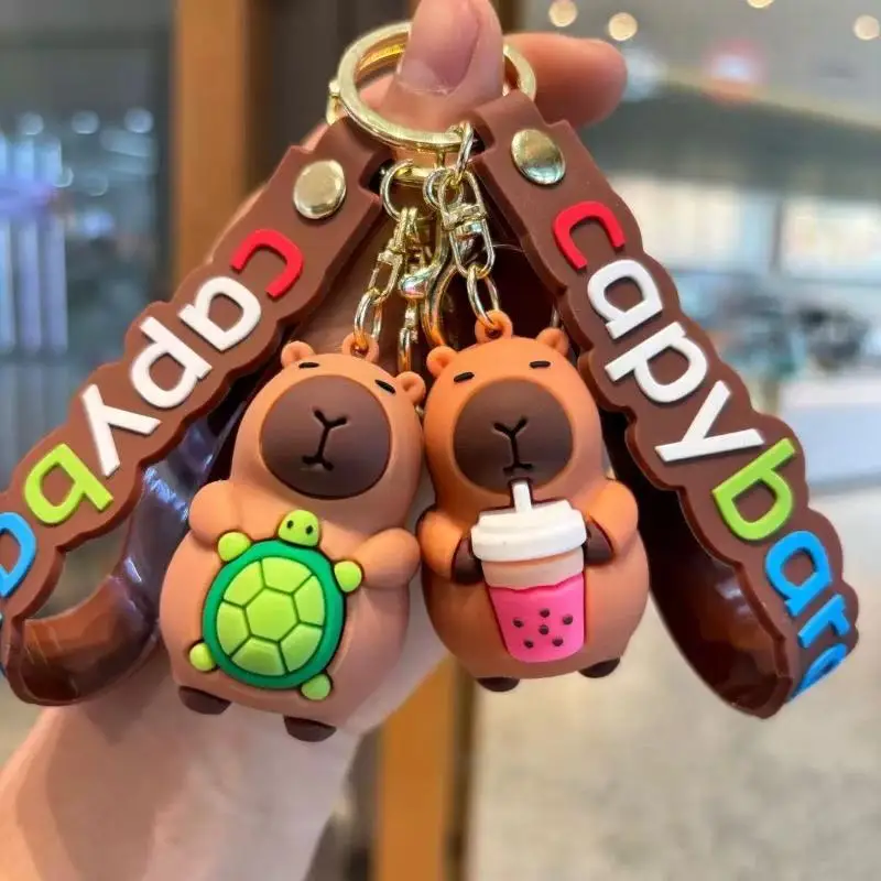 Capybara Rodent Pvc Pendant PVC Simulation Pvc Keychain Cute With Turtle Capibara Anime Keyring
