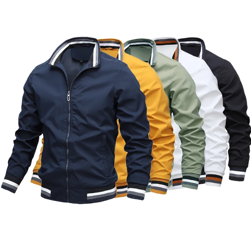 

Quality Bomber Casual Jacket Men Autumn Zipper Outerwear Mandarin Sportswear Mens Jackets for Male Windbreaker Coats Spring