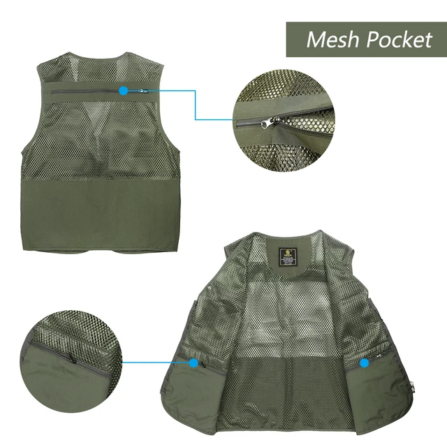 Fishing Vest Breathable Fishing Travel Mesh Vest with Zipper