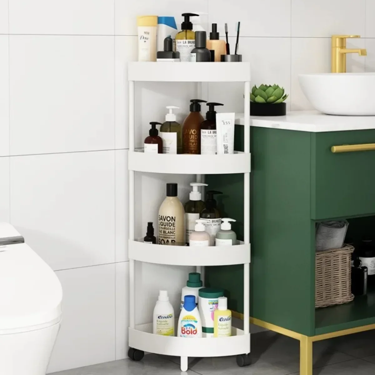 Multilayer Rolling Cart Toilet Storage Rack Movable waterproof Storage Organizer Storage Rack Bathroom entrance Home Organizer