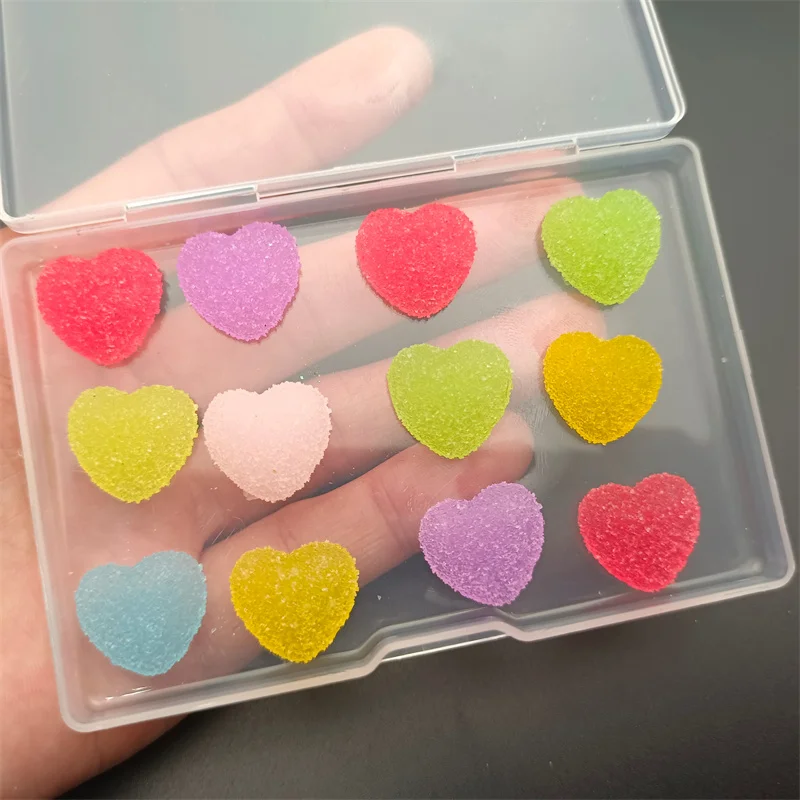 

2022 New Cute Jelly Gummy Love Heart Shaped Nail Art Charms 3D Soft Sugar Nail Art Rhinestones DIY Kawaii Nail Art Decorations