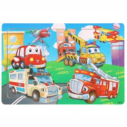 Colorful Wooden Animal & Vehicle Jigsaw Puzzle Set (3010-JiaoTongChe)