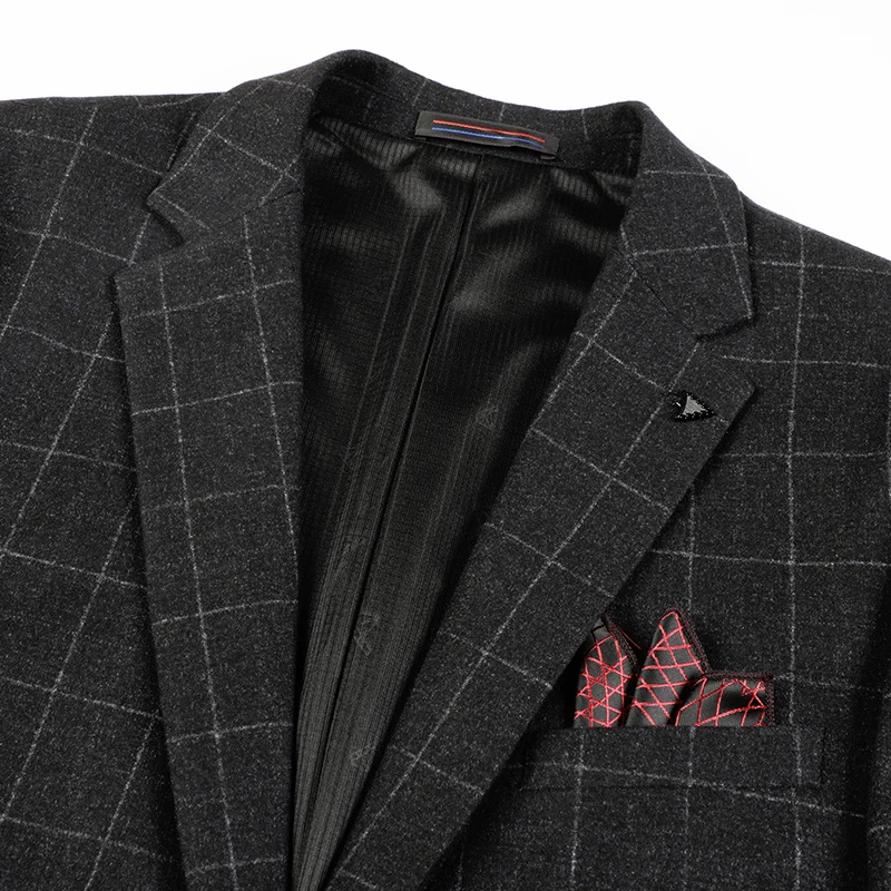 Men's Business Casual Wedding Groom Party Twopiece Blazer Trousers Slim Suit Male Solid Color Plaid Stripes Suit Jacket Pants