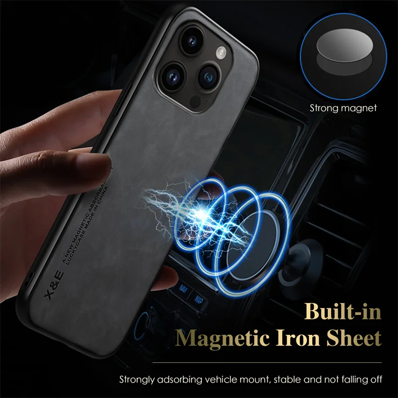 Luxury Magnetic Sheepskin Matte Leather Phone Case - Slim Back Cover