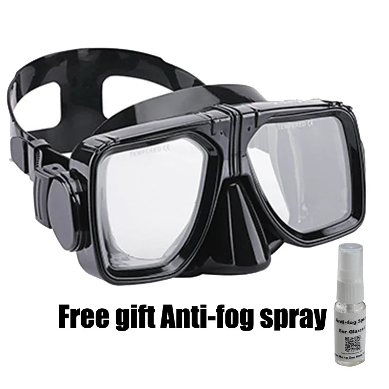 Scuba Diving Mask Black Underwater Dive Freediving Goggles Tempered Glasses with Adjustable Strap Antifog