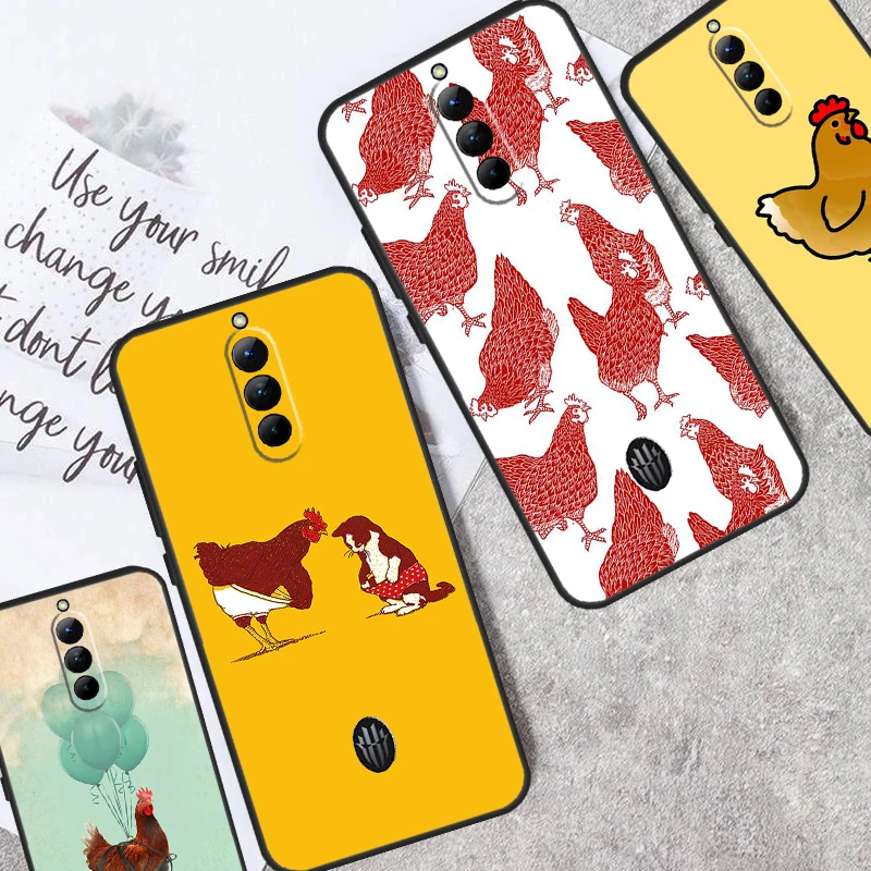 Cartoon Chicken Rooster Case Per Zte Nubia Red Magic 8S 8 9 Pro Plus Redmagic 7 7S 6 6S Pro 5S 5G 6R Cover Funda
