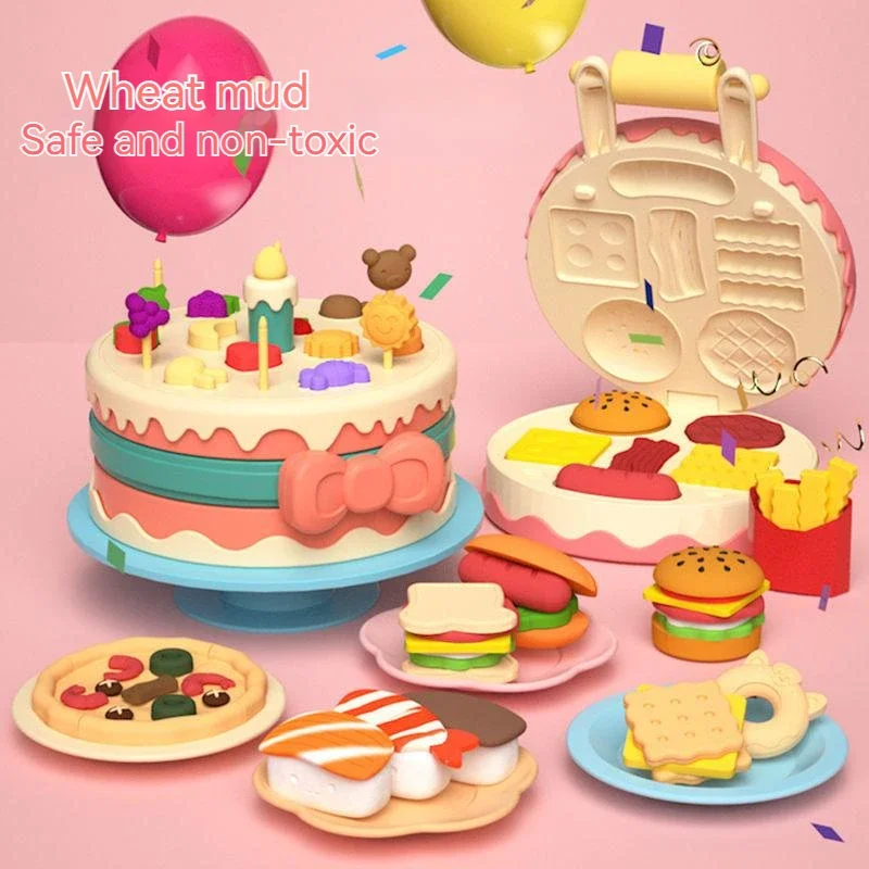 24 Colors Creative Kids Clay Toy Plasticine Tool Set Hamburger Noodle Ice Cream Machine DIY Clay Mold Play House Toys for Kids 2