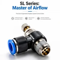 5PCS SL Type Pneumatic Speed Regulating Valve  6mm Tube M5 1/8" 1/4" 3/8" 1/2" Thread Throttle Fitting Air Hose Quick Connectors 6