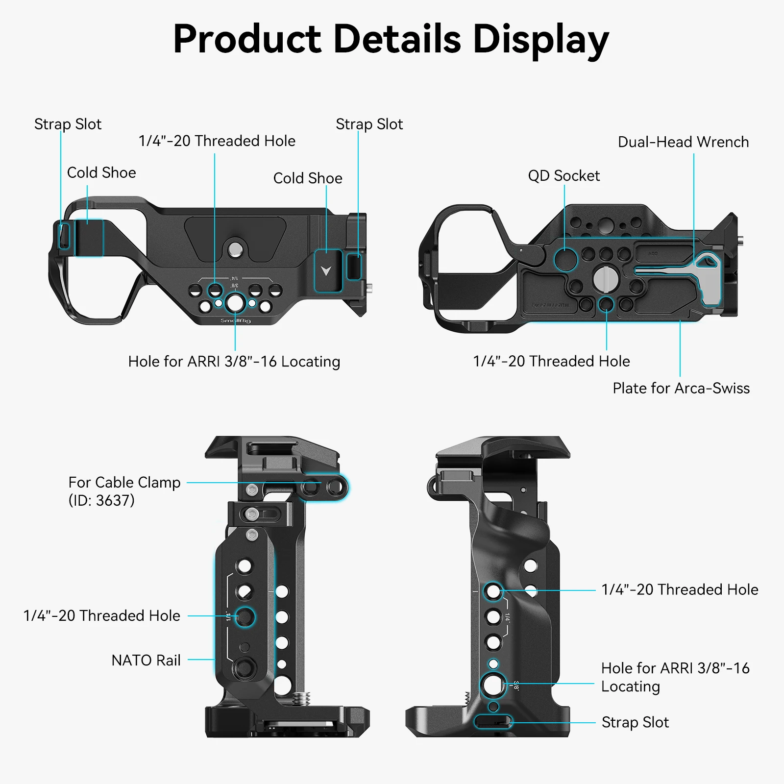 A7 III / A7R III Cage Kit for Sony Alpha 7 III / Alpha 7R III with Handle ,Cold