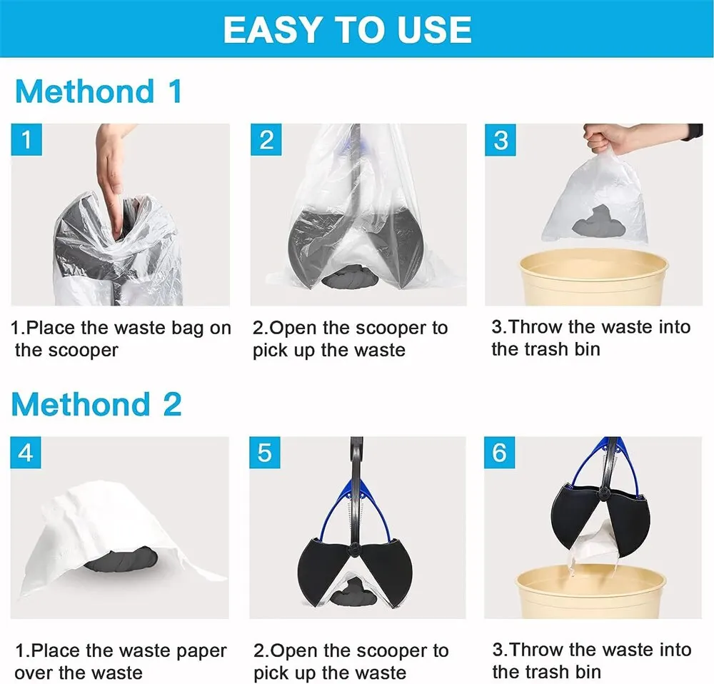 Cleaner Pet Poop Scooper Dog Long Handle Dog Cat Poop Scoop Clean Waste Cleaning Tools Supplies