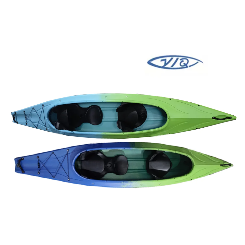 

EK Plastic Tandem Double Sit In 2 adults+1 kid seats Family Canoe Kayak for Rental and Recreation