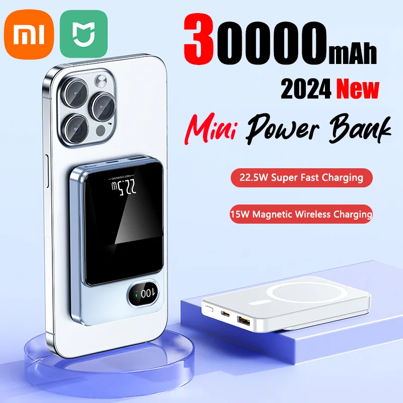 

Xiaomi Mijia 30000mAh Magnetic Qi Wireless Charger Power Bank 22.5W Mini Powerbank For iPhone Samsung Huawei Fast Charging