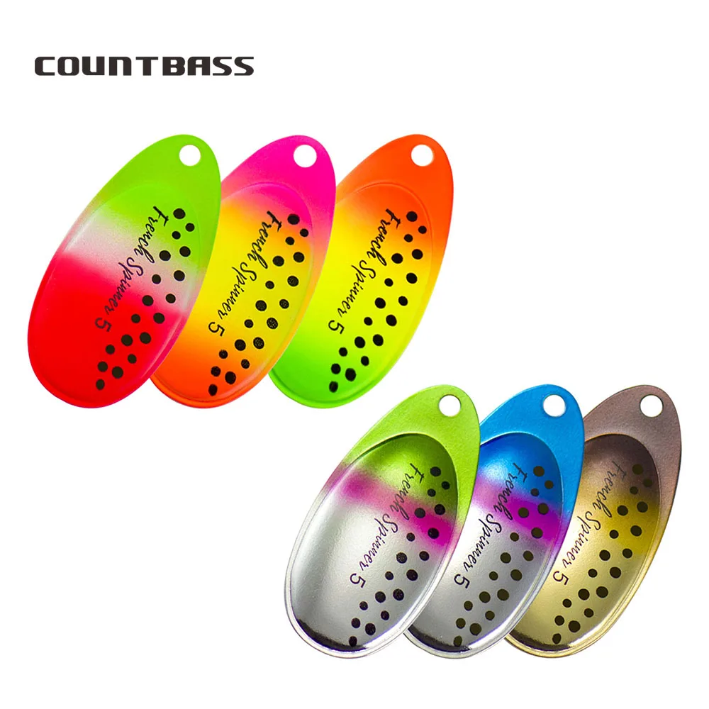 

COUNTBASS 10pcs Size 2-5 Trout Patterns On French Spinner Blades DIY Fishing Lures Tackle Craft