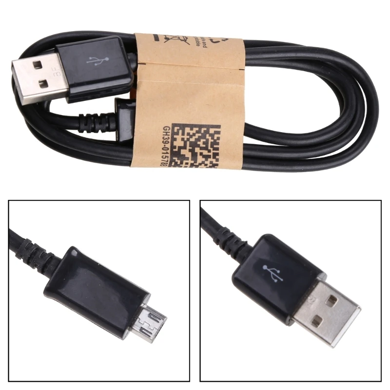 USB 2.0 Type A Male to Micro B Male Data Cable 1m Length for Charging/ Transferring Data Simultaneously Durable