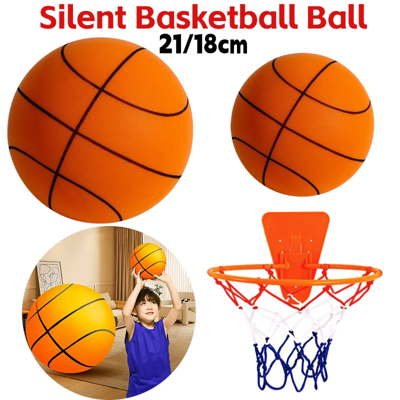 Kids Indoor Silent Basketball Ball 21/18cm High-Resilience Foam Silent Basketball Lightweight Small Basket Sports Toy